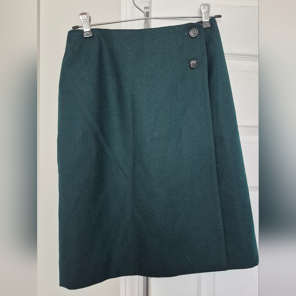Talbots Dark Green 100% Wool Skirt